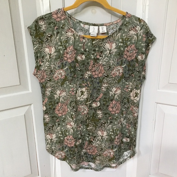Joie Linen Floral Blouse in Green and Pink - Picture 1 of 15